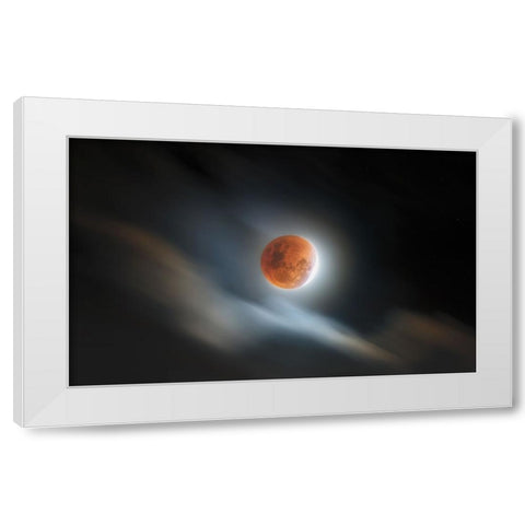 Super Blood Lunar Eclipse White Modern Wood Framed Art Print by Juniawan, Rooswandy