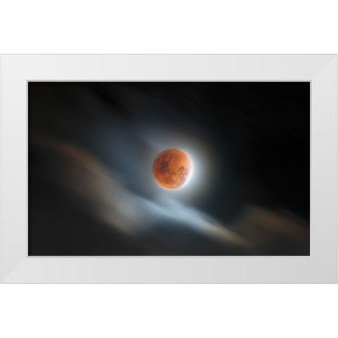 Super Blood Lunar Eclipse White Modern Wood Framed Art Print by Juniawan, Rooswandy