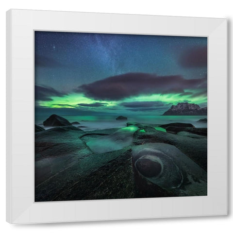 Chasing The Green Lady White Modern Wood Framed Art Print by R. Nebelski, Rafal