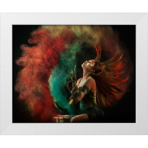 Fire Dance White Modern Wood Framed Art Print by Kisworo, Sebastian