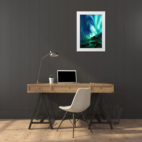 Haukland Beach White Modern Wood Framed Art Print by Fleckenstein, Martin