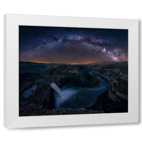 Starry Night Over Palouse Falls White Modern Wood Framed Art Print by Jacobs, Lydia