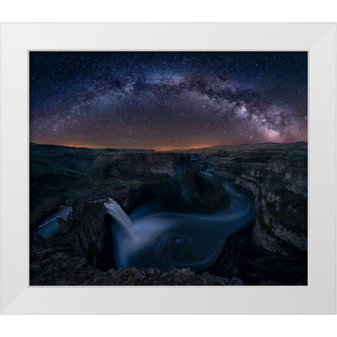Starry Night Over Palouse Falls White Modern Wood Framed Art Print by Jacobs, Lydia