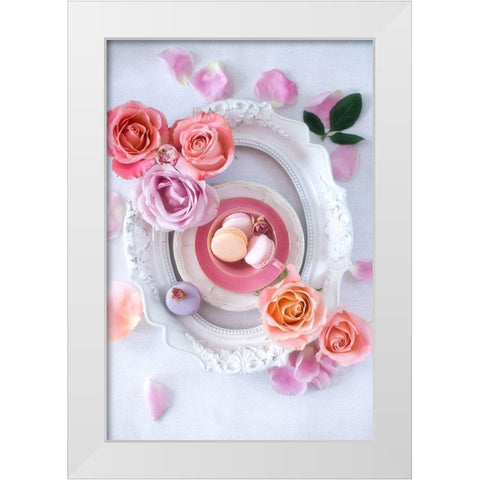 Pink Romance White Modern Wood Framed Art Print by Karagyozova, Elena
