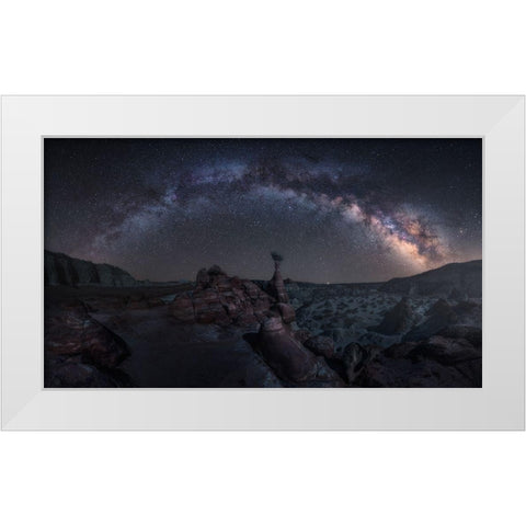 Toadstool Night White Modern Wood Framed Art Print by F. Turienzo, Carlos