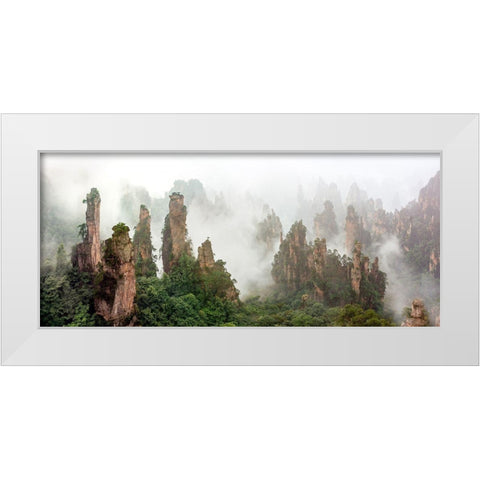 Cloud-Shrouded Zhangjiajie White Modern Wood Framed Art Print by Zhu, Hua