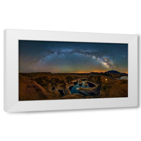 Milky Way Over Reflection Canyon White Modern Wood Framed Art Print by Zhu, Hua