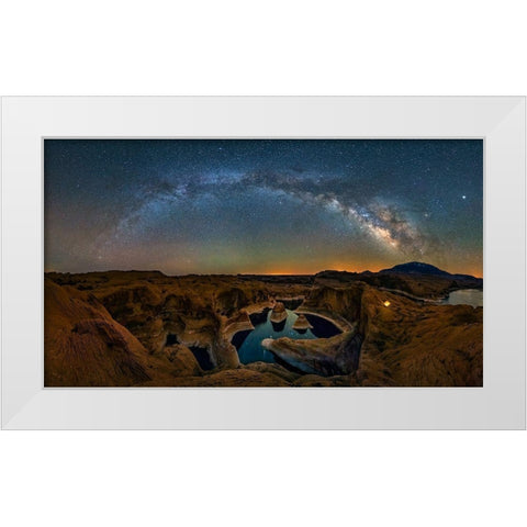 Milky Way Over Reflection Canyon White Modern Wood Framed Art Print by Zhu, Hua