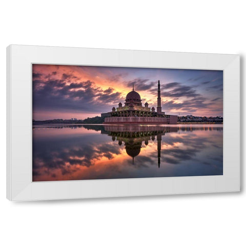 Masjid Putrajaya White Modern Wood Framed Art Print by M. Garcia, Jesus