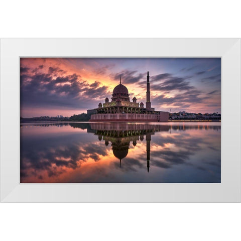 Masjid Putrajaya White Modern Wood Framed Art Print by M. Garcia, Jesus