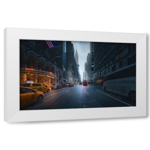 Good Morning Ny White Modern Wood Framed Art Print by De La, Javier