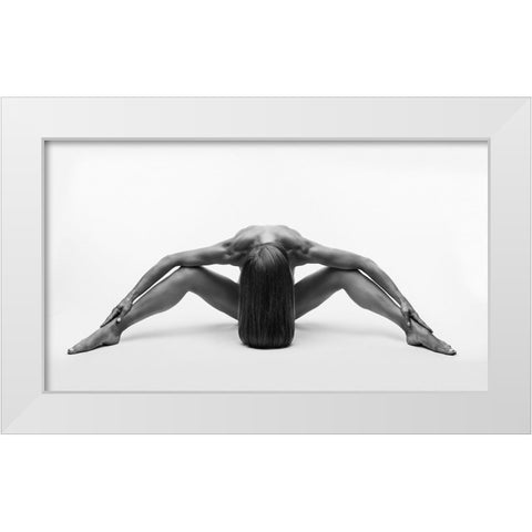 Deep Bend Down White Modern Wood Framed Art Print by Valevicius, Aurimas