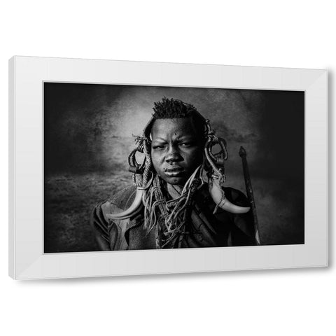 Omo Valley Girl White Modern Wood Framed Art Print by Yosifov, Svetlin