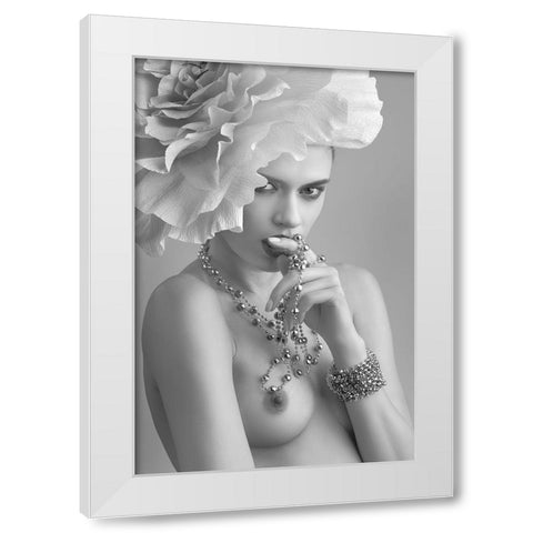 Flower White Modern Wood Framed Art Print by Valevicius, Aurimas