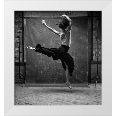 Dance White Modern Wood Framed Art Print by Belokonov, Boris