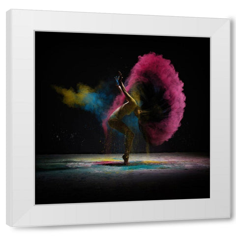 The Dance Of Dust White Modern Wood Framed Art Print by Guryanov, Andrey