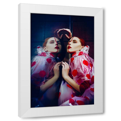 Double Red Line White Modern Wood Framed Art Print by Bolgov, Ruslan