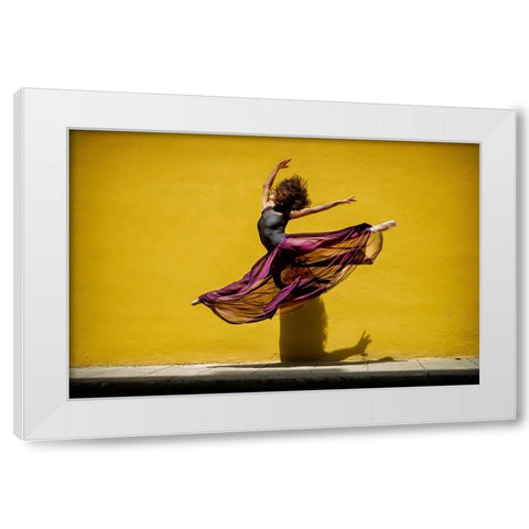 Ballet Dancer Jumping White Modern Wood Framed Art Print by Gil Raga, Joan