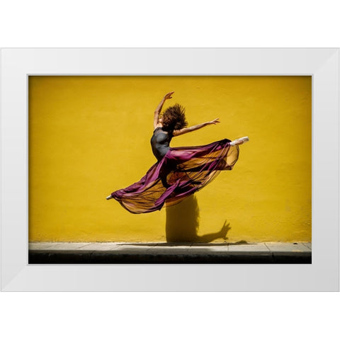 Ballet Dancer Jumping White Modern Wood Framed Art Print by Gil Raga, Joan