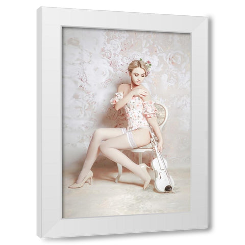 Bright Melody White Modern Wood Framed Art Print by Bolgov (Axe), Ruslan