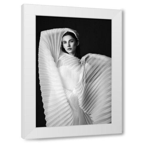 Agnes White Modern Wood Framed Art Print by Naderi, Peyman