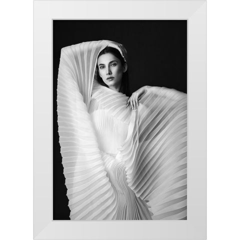 Agnes White Modern Wood Framed Art Print by Naderi, Peyman