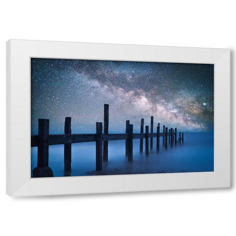 A Starry Night White Modern Wood Framed Art Print by Z, Bingo