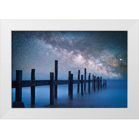 A Starry Night White Modern Wood Framed Art Print by Z, Bingo