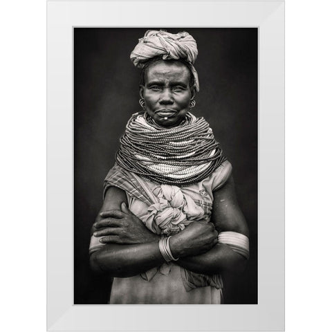 Nyangatom White Modern Wood Framed Art Print by Yosifov, Svetlin