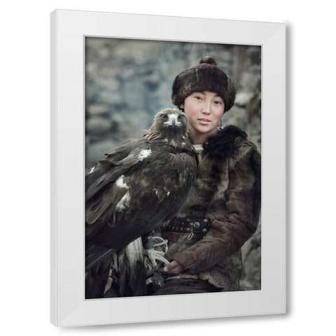 New Gen. Eagle Hunter,Mongolia White Modern Wood Framed Art Print by Whanset, Saravut