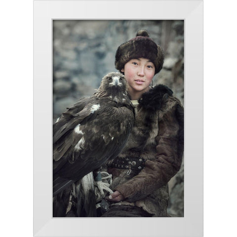 New Gen. Eagle Hunter,Mongolia White Modern Wood Framed Art Print by Whanset, Saravut