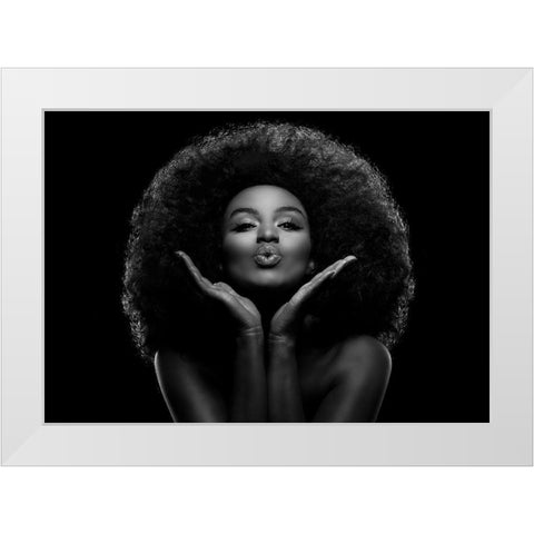 Kiss Me White Modern Wood Framed Art Print by Sabat, Marc