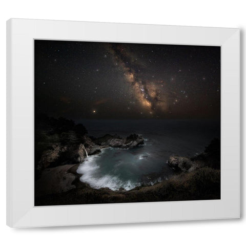 Big Surs Night White Modern Wood Framed Art Print by Chen, Johnny