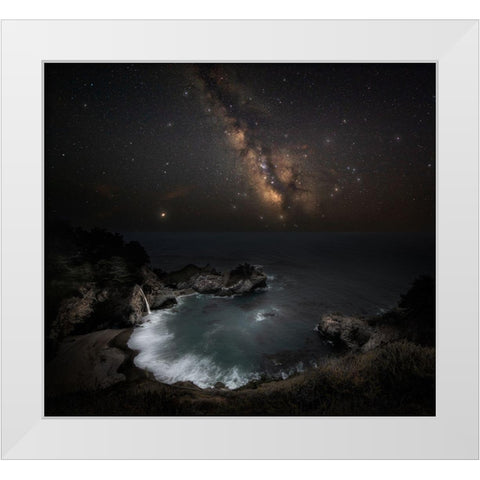 Big Surs Night White Modern Wood Framed Art Print by Chen, Johnny