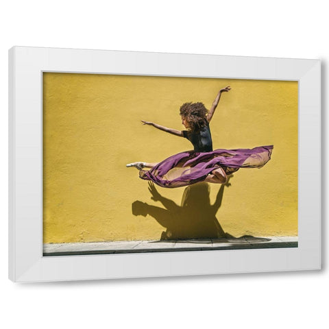 Brenda Jumping White Modern Wood Framed Art Print by Gil Raga, Joan