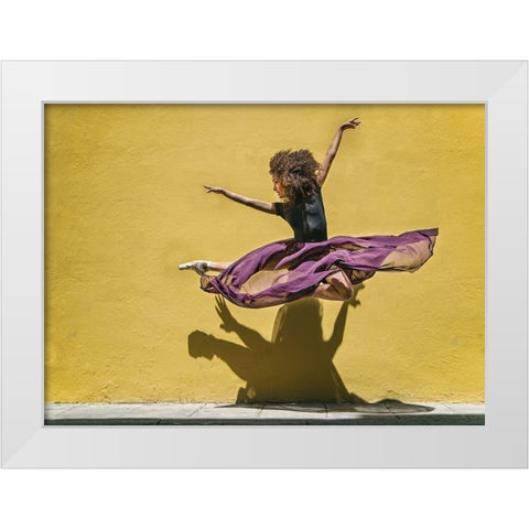 Brenda Jumping White Modern Wood Framed Art Print by Gil Raga, Joan