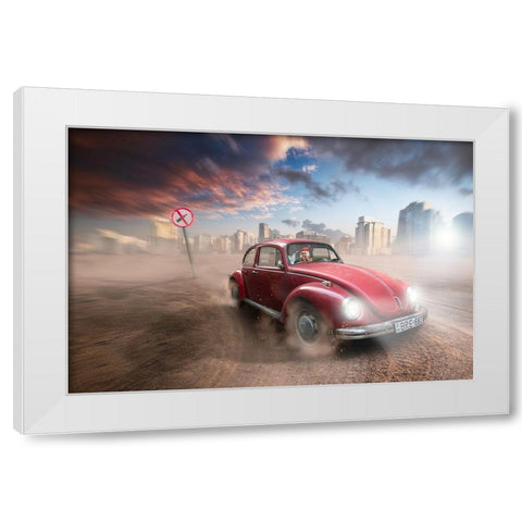 Lipstic Crimes White Modern Wood Framed Art Print by Mymon, Noam