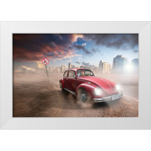 Lipstic Crimes White Modern Wood Framed Art Print by Mymon, Noam