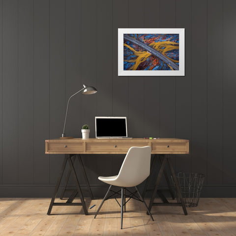 Above The Colorful River White Modern Wood Framed Art Print by Tianqi