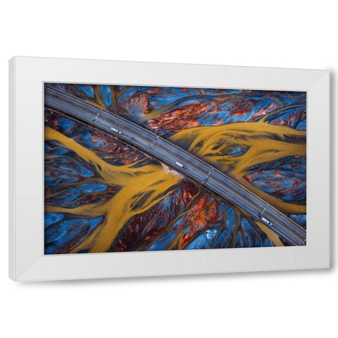 Above The Colorful River White Modern Wood Framed Art Print by Tianqi
