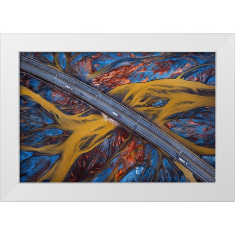 Above The Colorful River White Modern Wood Framed Art Print by Tianqi