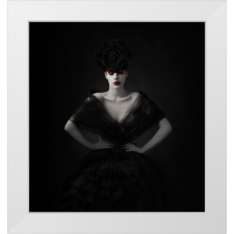 The Black Rose.... White Modern Wood Framed Art Print by Sanchez, Alfredo