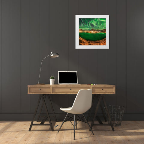 Hell In The Sky White Modern Wood Framed Art Print by Smid Master, Jan