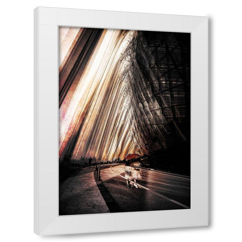 Women With Parasol White Modern Wood Framed Art Print by Chiriaco, Carmine