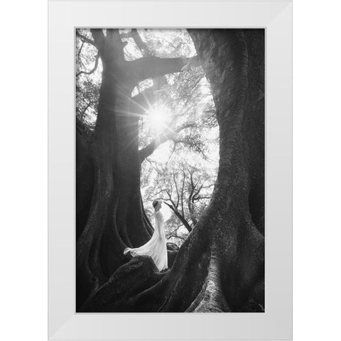 The Daughter Of Trees White Modern Wood Framed Art Print by TIANQI