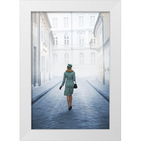Walk Like A Lady White Modern Wood Framed Art Print by Neer, Ildiko