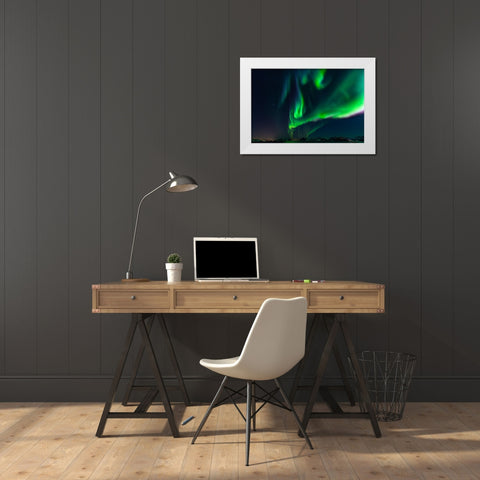 Dancing Lights White Modern Wood Framed Art Print by Alicke, Bjoern
