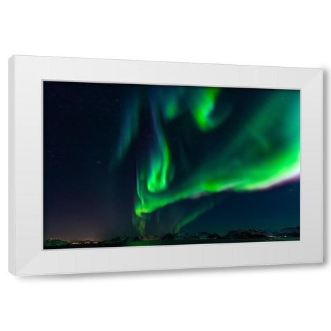 Dancing Lights White Modern Wood Framed Art Print by Alicke, Bjoern