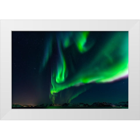 Dancing Lights White Modern Wood Framed Art Print by Alicke, Bjoern