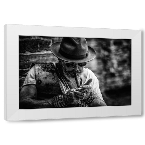 Its That Ole Devil Called Smoke Again ...... White Modern Wood Framed Art Print by gNo